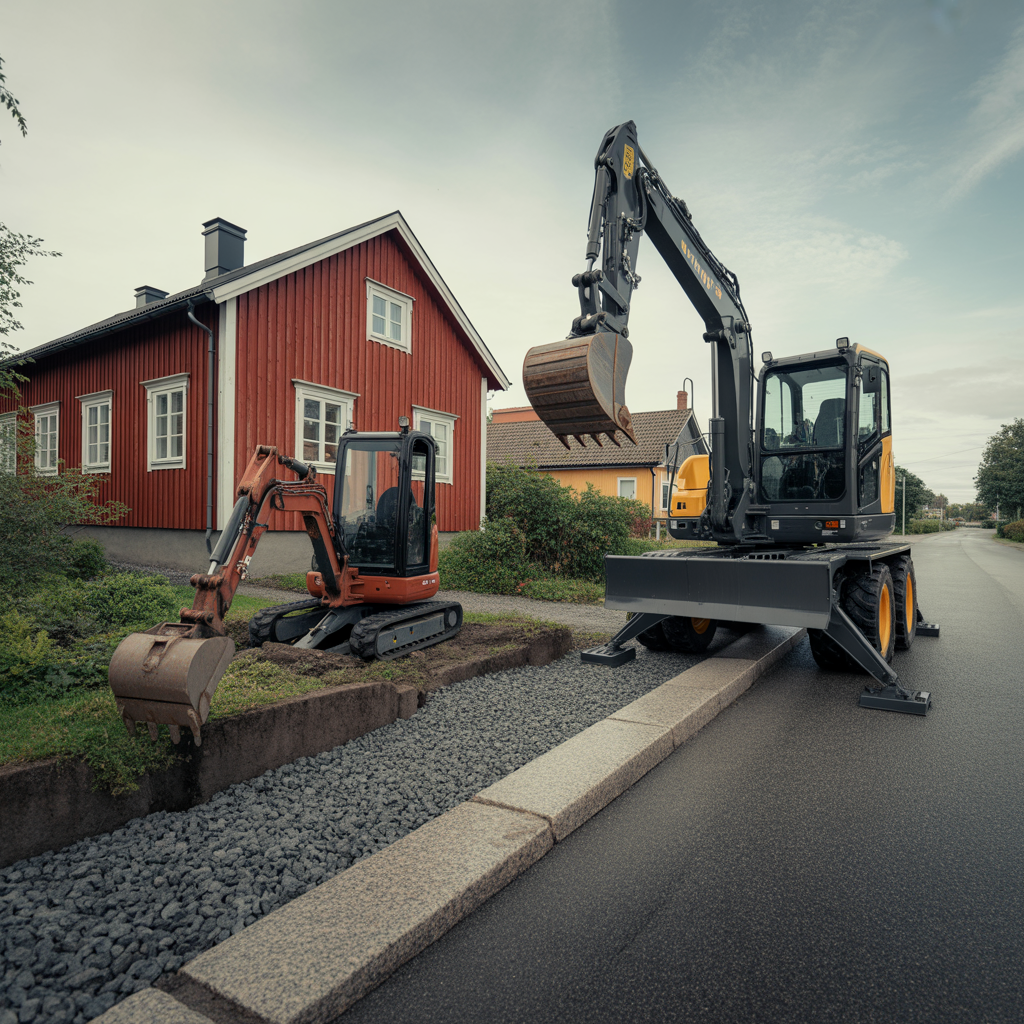 maskinval vid schakt jamforelse mellan minigravare och hjulg