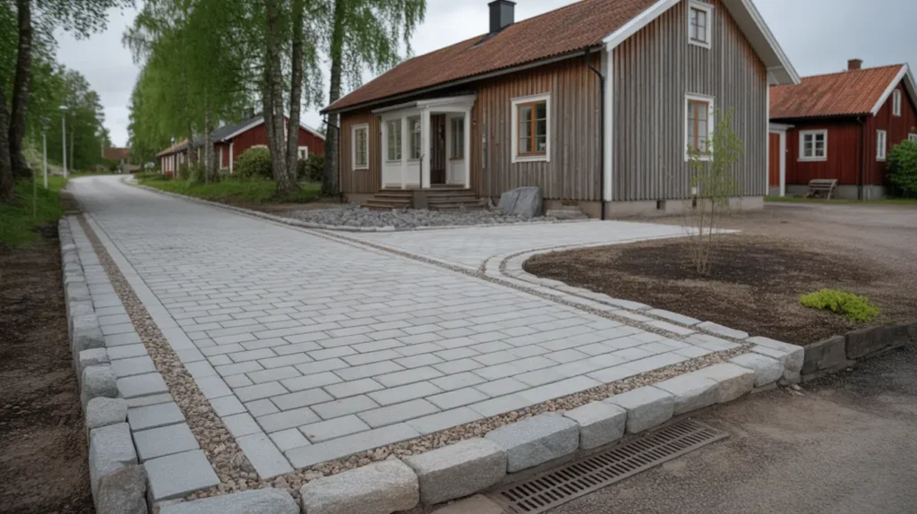 platts ttning av uppfart och g ngstr k med kantsten i skiftinge eskilstuna
