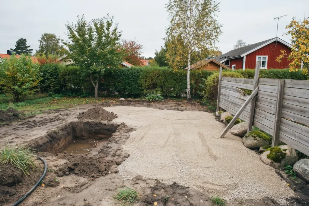 augusti p tomten b sta tiden f r schakt finplanering och f rberedelser inf r h stens markprojekt
